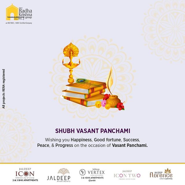 Wishing you Happiness, Good fortune, Success, Peace, & Progress on the occasion of Vasant Panchami.

#VasantPanchami #HappyVasantPanchmi #SaraswatiPuja #VasantPanchami2022 #RadhaKrishnaGroup #ShreeRadhaKrishnaGroup #Ahmedabad #RealEstate #SRKG