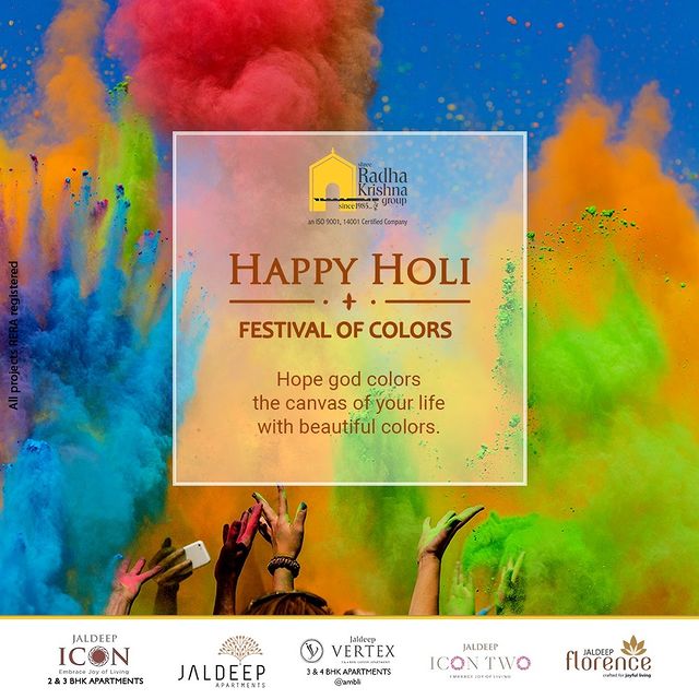 Hope god colors the canvas of your life with beautiful colors.

#Holi #HoliFestival #HoliHai #HappyHoli #ColorFestival #Holi2022 #ShreeRadhaKrishnaGroup #Ahmedabad #RealEstate #SRKG
