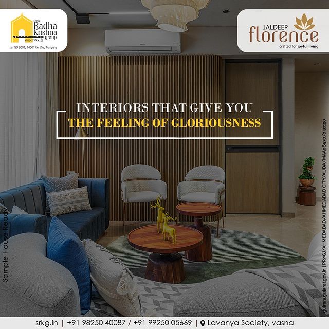 Pleasant Interiors that make your life more comfortable and Luxurious, that give you the touch of Modern Living. 

#JaldeepFlorence #Amenities #LuxuryLiving #RadhaKrishnaGroup #ShreeRadhaKrishnaGroup #JivrajPark #Ahmedabad #RealEstate #SRKG