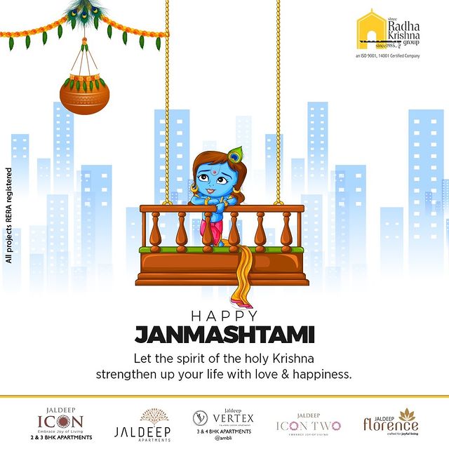 Let the spirit of the holy Krishna strengthen up your life with love & happiness.
#HappyJanmashtami #Janmashtami2022 #KrishnaJanmashtami #JanmashtamiCelebrations #DahiHandi #ShreeRadhaKrishnaGroup #Ahmedabad #RealEstate #SRKG