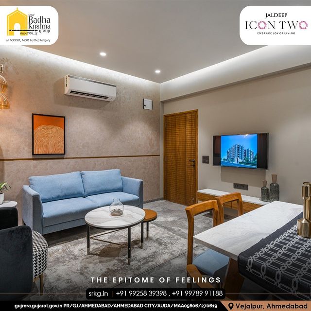 Everything that may be nurtured, including feelings like joy and sadness, aspiration and celebration, only occurs in your home. Nurture your emotions in the epitome of luxury.

#JaldeepIconTwo #IconTwo #LuxuryLiving #ShreeRadhaKrishnaGroup #RadhaKrishnaGroup #SRKG #Vejalpur #Makarba #Ahmedabad #RealEstat