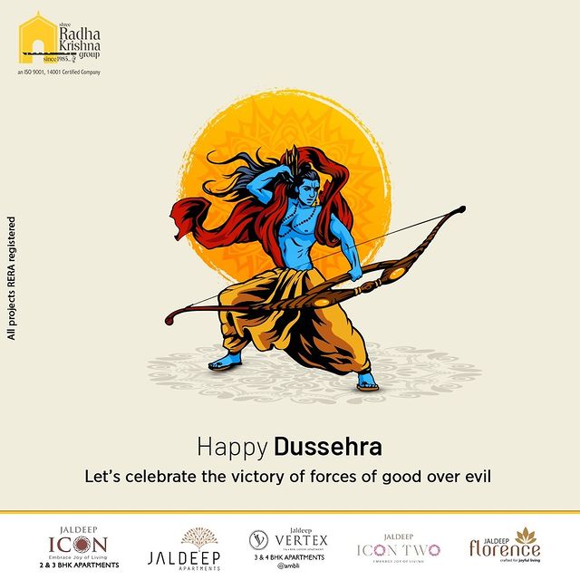 Let’s celebrate the victory of forces of good over evil 

#HappyDusshera #Dusshera2022 #VijayaDashami #Festival #IndianFestivals #IndianCulture #FestiveSeason #Builders #RealEstate #Ahmedabad #SRKG