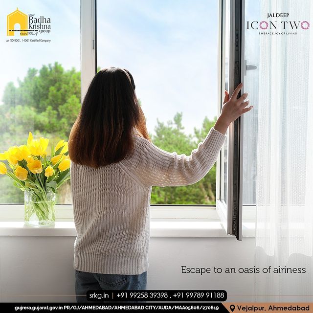 Breathe in serenity and exhale all your worries. Breezy living in the heart of the city will make your routine easier and more luxurious. 

#luxurylifestyle #jaldeepicontwo #Amenities #luxurious #living #RadhaKrishnaGroup #ShreeRadhaKrishnaGroup #JivrajPark #Ahmedabad #RealEstate #srkg
