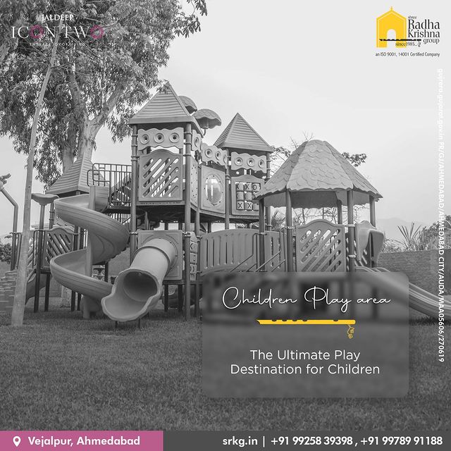 Our vibrant and safe play area is designed to spark imagination, laughter, and friendships. Watch as children create cherished memories in the ultimate playground of fun and adventure. 

#IconicLifestyle #ExclusiveHomes #RedfeningLuxury #LuxuryHomes #IconicHomes #LuxuryLifestyle #LuxuryRealestate #JaldeepIconTwo #Amenities #Luxurious #Living #RadhaKrishnaGroup #ShreeRadhaKrishnaGroup #Jivrajpark #Ahmedabad #Realestate #SRKG