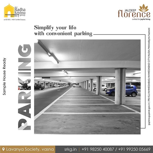 Simplify Your Life with Convenient Parking at Jaldeep Florence! 
Say goodbye to parking struggles and experience hassle-free parking at Jaldeep Florence. 

#JaldeepFlorence #Parking #ParkingArea #AmpleParking #Facilites #Connectivity #LuxuryLiving #RealEstate #RadhaKrishnaGroup #ShreeRadhaKrishnaGroup #JivrajPark #Ahmedabad #SRKG