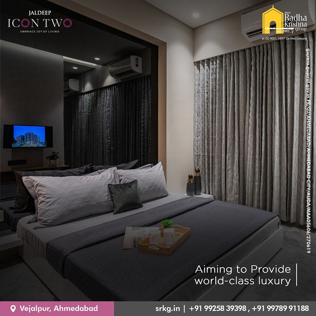 Discover a home that exceeds your expectations with lavish amenities and generously sized bedrooms. 

#JaldeepIconTwo #WorldClassLuxury #SpaciousBedrooms #OpulentLiving #LuxuryLiving #ComfortAndElegance #Amenities #Luxurious #Living #RadhaKrishnaGroup #ShreeRadhaKrishnaGroup #Vejalpur #Ahmedabad #Realestate #SRKG