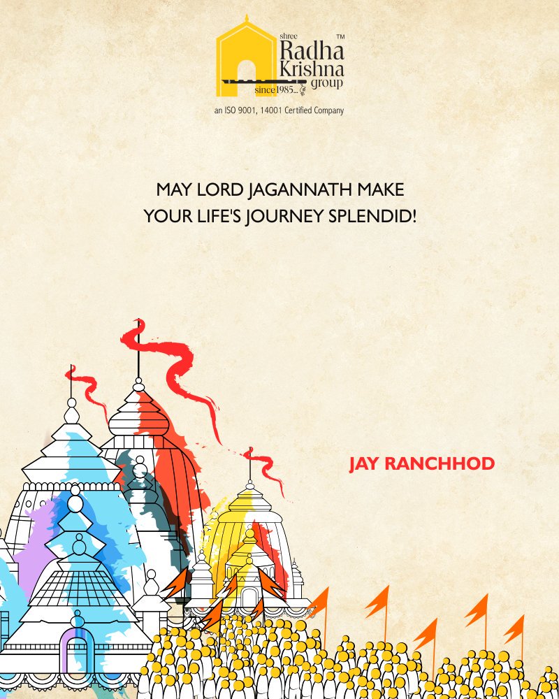 May lord Jagannath make your life's journey splendid!

#RathYatra2018 #Jagannath #RathYatra #JagannathTemple #LordJagannath #FestivalOfChariots #Spirituality #ShreeRadhaKrishnaGroup #Ahmedabad #RealEstate https://t.co/VdPiYxF5h3