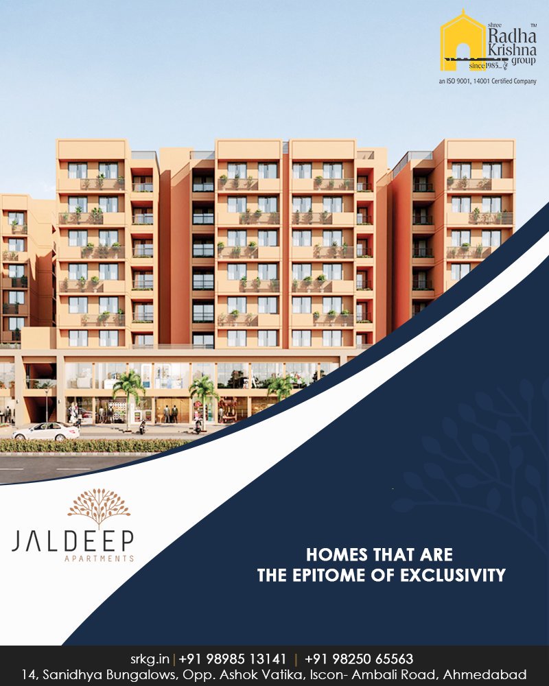 A new way of life, with refined living spaces that spells luxury.

#JaldeepApartments #Sanand #ShreeRadhaKrishnaGroup #Ahmedabad #RealEstate #LuxuryLiving https://t.co/w9XaqvFV4a