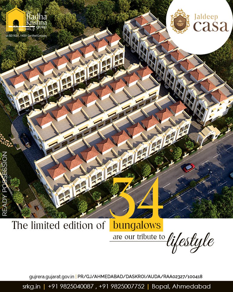 With better connectivity, attention to details and unparalleled amenities the limited editions of 34 bungalows at #JaldeepCasa are our tribute to lifestyle.

#Casa #Amenities #LuxuryLiving #ShreeRadhaKrishnaGroup #Ahmedabad #RealEstate #SRKG https://t.co/f5Lgsgq4aT