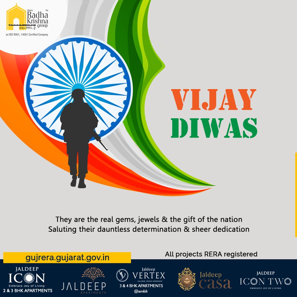 They are the real gems, jewels & the gift of the nation. Saluting their dauntless determination & sheer dedication.

#VijayDiwas #VijayDiwas2019 #Salute #Brave #IndianArmy #Jaihind #16december1971 #ShreeRadhaKrishnaGroup #Ahmedabad #RealEstate #SRKG #IconicApartments https://t.co/Steyx0AzXn