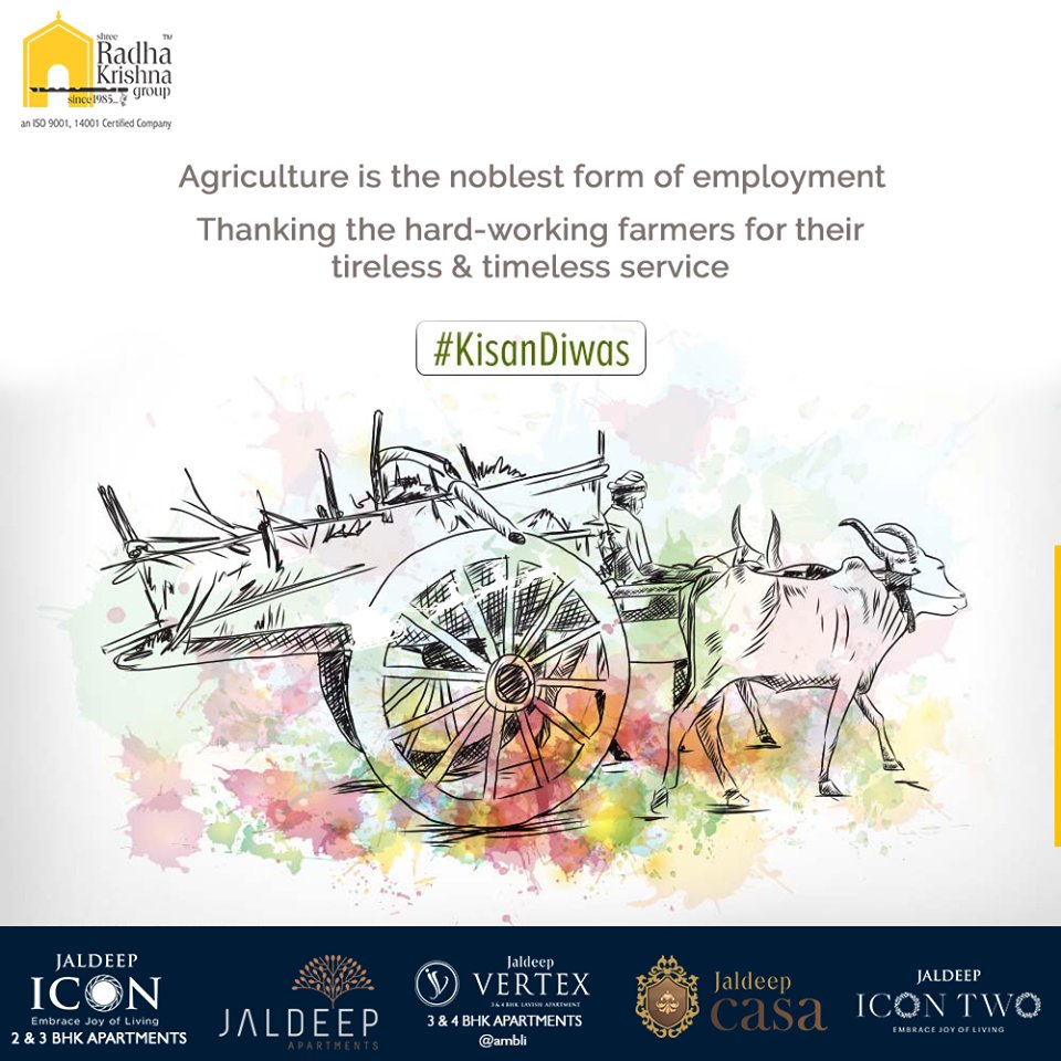 Agriculture is the noblest form of employment. Thanking the hard-working farmers for their tireless & timeless service.

#KisanDivas #Agriculture #Kisan #Farmers #NationalFarmersDay #FarmersDay  #ShreeRadhaKrishnaGroup #Ahmedabad #RealEstate #SRKG #IconicApartments #IconicLiving https://t.co/4d78zOekix