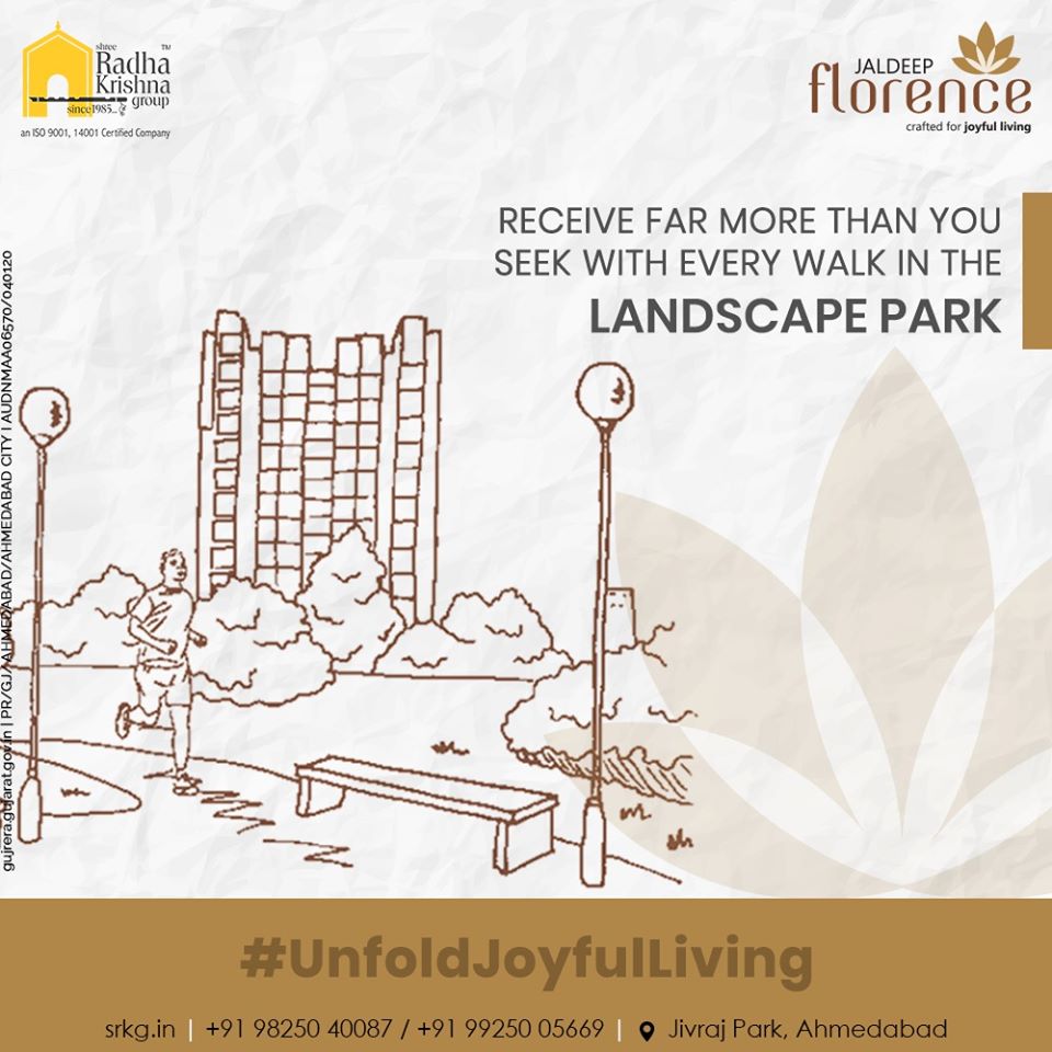 Surrounded by tranquility, Landscape Park is designed with the desire to offer a refreshing respite for a serene and joyful living experience.

#JaldeepFlorence #Launchingsoon #LuxuryLiving #ShreeRadhaKrishnaGroup #Ahmedabad #RealEstate #SRKG https://t.co/zI7PnTcvyV